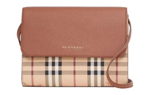 Burberry Canvas With Leather Shoulder Bag, Crossbody Bag Regular Women's Brown