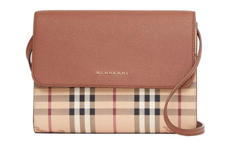 Burberry Canvas With Leather Shoulder Bag, Crossbody Bag Regular Women's Brown