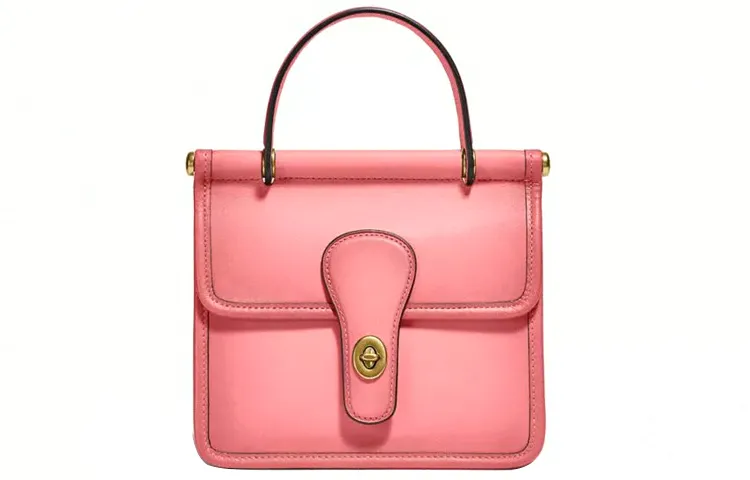 COACH Willis Leather Crossbody Bag, Shoulder Bag, Crossbody Bag Small Women's Vintage Distressed Cherry Blossom Pink