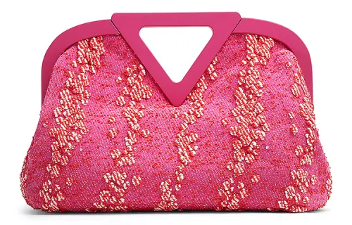 Bottega Veneta Metal Accessories Polyamide Clutch Women's Pink