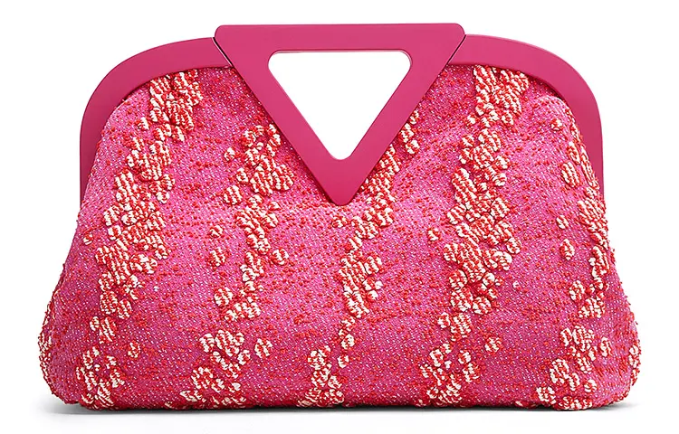 Bottega Veneta Metal Accessories Polyamide Clutch Women's Pink