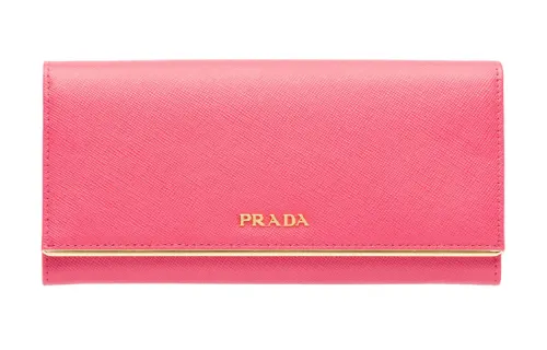 PRADA Saffiano Leather Wallet Women's Peony Pink
