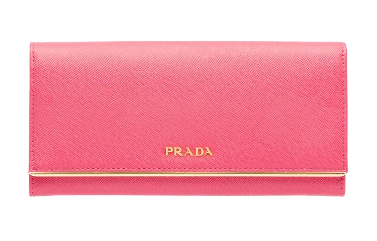 PRADA Saffiano Leather Wallet Women's Peony Pink
