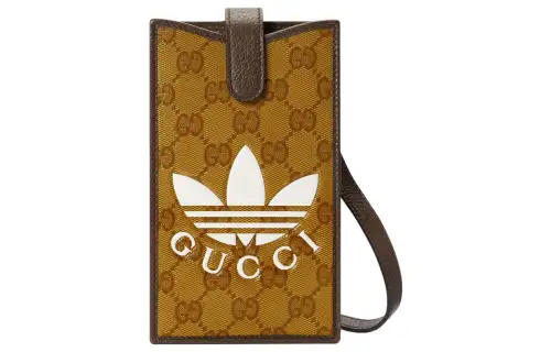 GUCCI X Adidas Originals Collaboration Leather Canvas Crossbody Bags Regular Men's Yellow Brown
