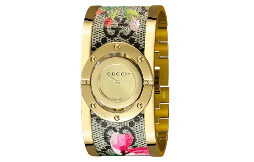GUCCI Twirl Wrist Watches Quartz Movement Stainless Steel Strap Gold Dial Women's Watch