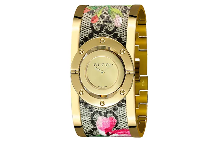 GUCCI Twirl Wrist Watches Quartz Movement Stainless Steel Strap Gold Dial Women's Watch