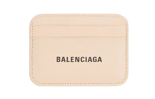 Balenciaga Grained Calfskin Card Holder Mini Women's Beige