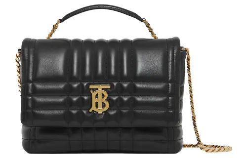 Burberry Lola Bag Lambskin With Polyamide Handbag, Shoulder Bag, Crossbody Bag Women's Black