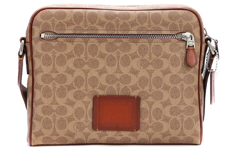 COACH Metropolitan Coated Canvas With Calfskin Crossbody Bags Large Men's Khaki