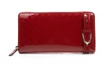 GUCCI Patent Leather Long Zip Closure Wallet Women's Red
