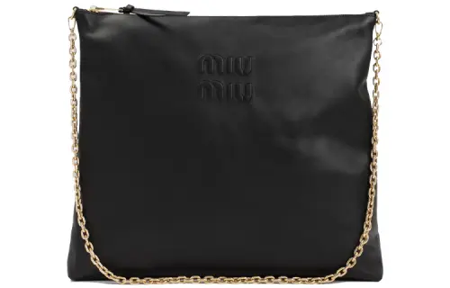 MIU MIU Leather Shoulder Bag Women's Black