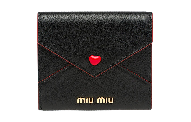 MIU MIU Madras Leather Card Holder Women's Black