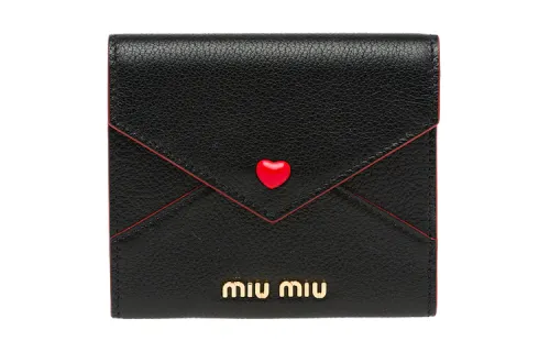 MIU MIU Madras Leather Card Holder Women's Black