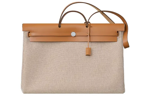 HERMES Herbag Zip Criss Viking Canvas And Hunter Cow Leather Shoulder Bag, Crossbody Bag, Handbag 50 Unisex