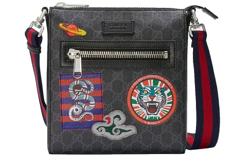 GUCCI GG Supreme Canvas Crossbody Bags Regular Men's Black Gray