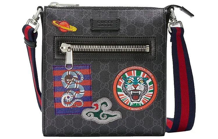 GUCCI GG Supreme Canvas Crossbody Bags Regular Men's Black Gray