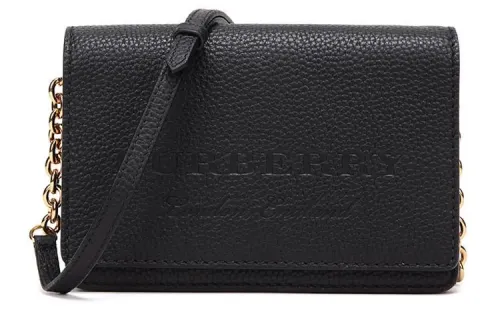 Burberry Magnetic Closure Leather Clutch, Crossbody Bag, Shoulder Bag Unisex Black
