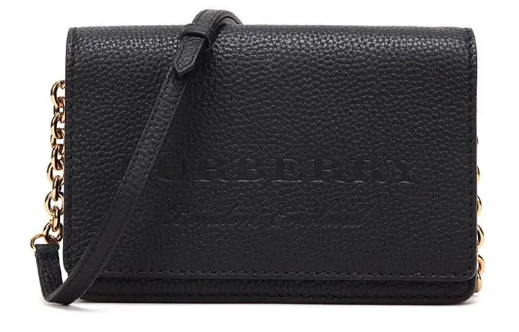 Burberry Magnetic Closure Leather Clutch, Crossbody Bag, Shoulder Bag Unisex Black