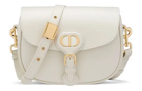 DIOR Bobby Smooth Cow Leather, Leather Shoulder Bag, Crossbody Bag Medium Women's White