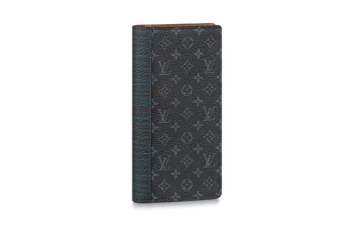 LOUIS VUITTON Brazza Wallet Monogram Eclipse 16 Card Slot Patchwork Black/Blue