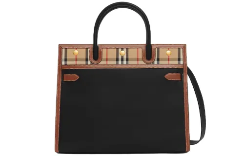 Burberry Cotton With Cow Leather Shoulder Bag, Crossbody Bag, Handbag Small Women's Black