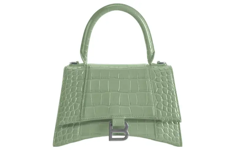 Balenciaga Hourglass Cow Leather Hourglass Bag, One Shoulder Handbag, Crossbody Bag Small Women's Light Green