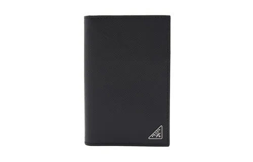 PRADA Saffiano Short Leather Wallet Men's Black