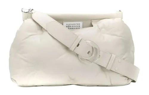 Maison Margiela Solid Color Cow Leather Makeup Bag Women's White