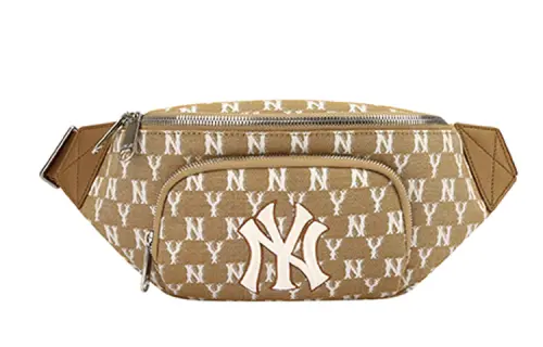 MLB Monogram Collection Fabric Combo Bag, Crossbody Fanny Pack Regular Unisex Khaki