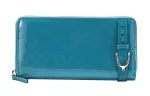 GUCCI Patent Leather Wallet Women's Peacock Blue