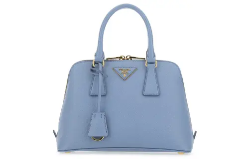 PRADA Leather Tote Shoulder Handbag Women's Blue