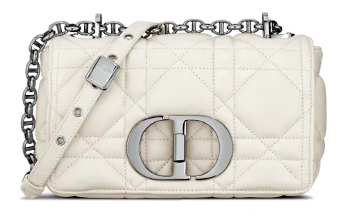 DIOR Caro Leather Shoulder Bag, Crossbody Bag Small Women's Milk White