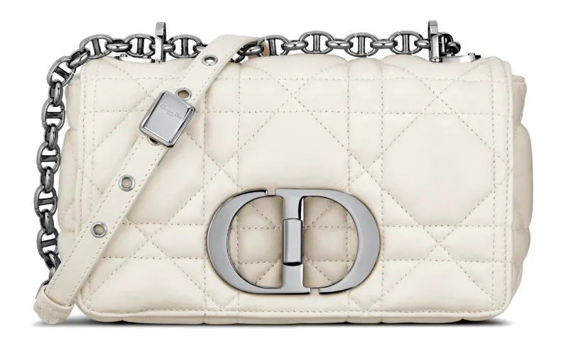 DIOR Caro Leather Shoulder Bag, Crossbody Bag Small Women's Milk White