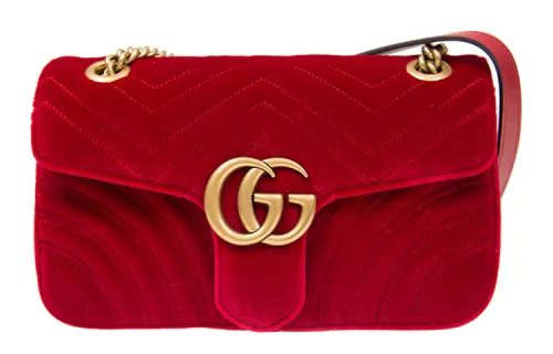GUCCI Marmont Velvet Crossbody Bag, Shoulder Bag Women's Red