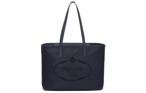 PRADA Nylon With Leather Portable Tote Shoulder Bag Women's Marine Blue