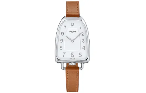 HERMES Galop D'Hermes Collection Wrist Watches Quartz Movement Genuine Leather Strap 40.8*26mm White Dial Women's Watch