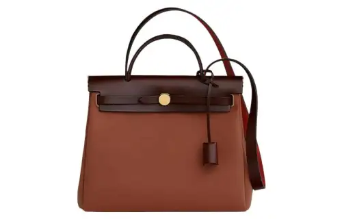 HERMES Herbag Zip Officier Canvas With Hunter Cow Leather Shoulder Bag, Crossbody Bag, Handbag 31 Unisex
