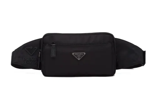 PRADA Saffiano Zip Closure Leather Crossbody Bag Sling Bag Men's Black