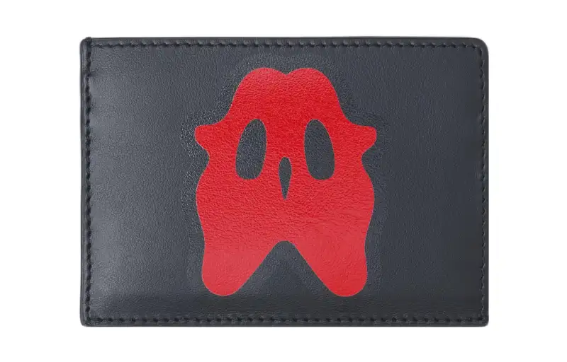 Burberry Cow Leather Card Holder Clutch Card Holder Men's Black/Red