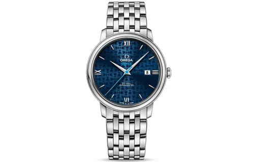OMEGA Omega, mechanical mechanism, waterproof calendar, universal men's watch, blue dial, case stainless steel, Switzerland, 39.5mm
