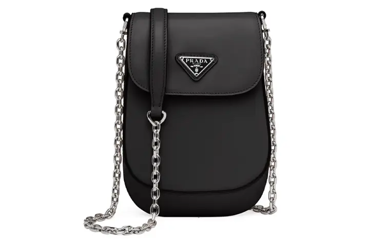 PRADA Leather Shoulder Bag, Crossbody Bag Mini Women's Black