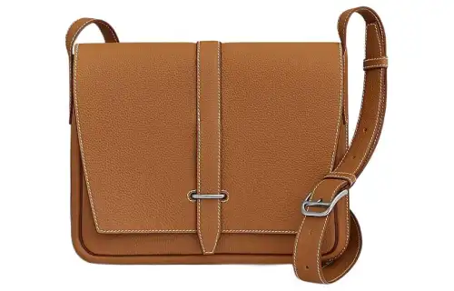 HERMES Steve Light Junior Togo Calfskin Crossbody Bags Regular Unisex 37 Gold Brown
