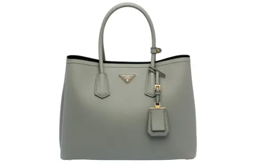 PRADA Solid Color Leather Shoulder Bag, Crossbody Bag, Handbag, Clutch Medium Women's Slate Gray