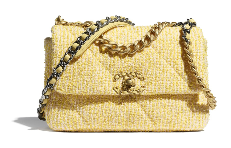 CHANEL Chanel, design straps with diamond pattern, shoulder bag on chain, yellow fuchsia one-shoulder bag, chain bag