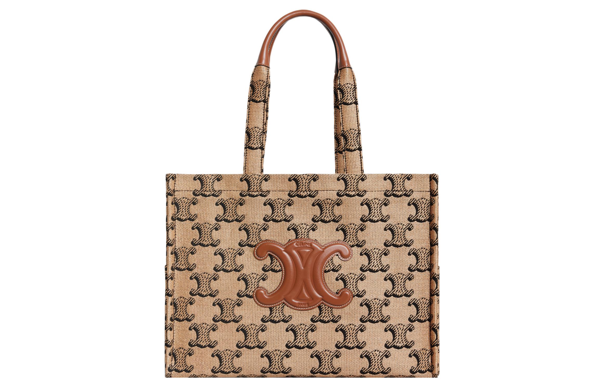 CELINE Cabas Triomphe Jacquard With Cow Leather Tote Bag, Shopping Bag, Shoulder Bag, Handbag Large Women's