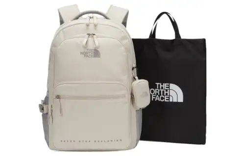 THE NORTH FACE Polyester Backpack, With Attached Purse Unisex Ecru