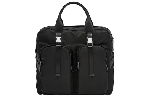 PRADA Saffiano Commute Leather, Textile Fabric, Nylon Briefcase, Handbag Men's Black