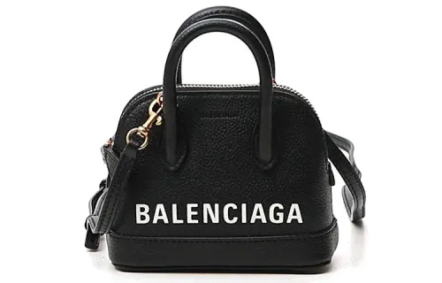 Balenciaga Ville Cow Leather Dome Bag, Handbag, Crossbody Bag, Shoulder Bag Mini Women's Black