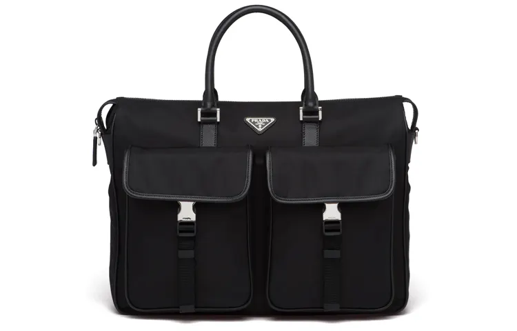 PRADA Saffiano Nylon And Saffiano Leather Handbag Men's Black