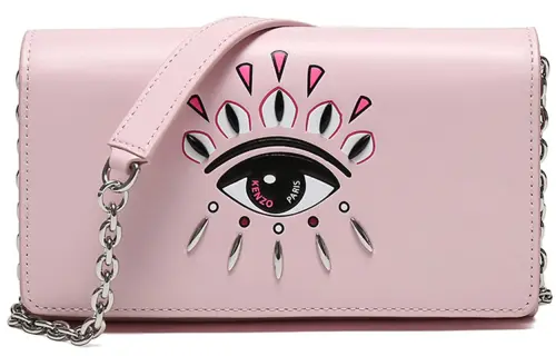 KENZO Cow Leather Chain Shoulder Bag Women's Light Pink